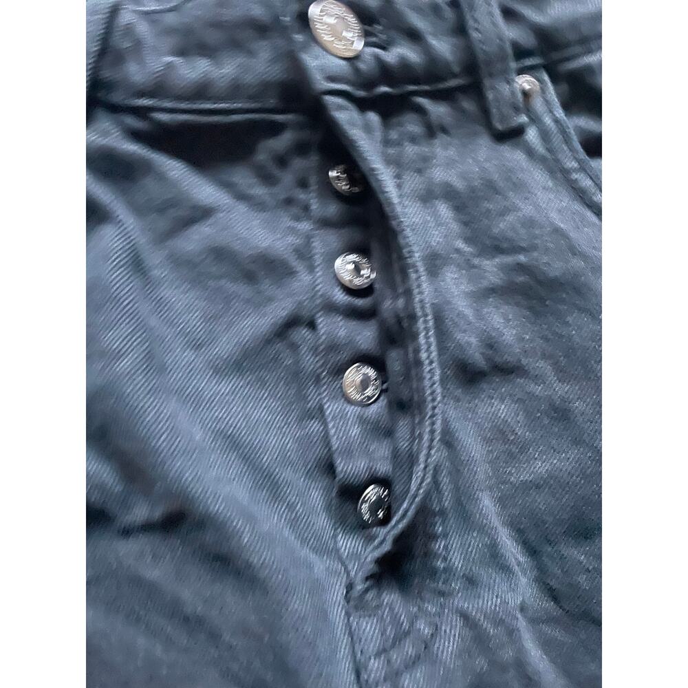 Zara Womens/Teen Black Mini Denim Skirt Button up fly Destressed Hem Size Medium - Picture 7 of 8